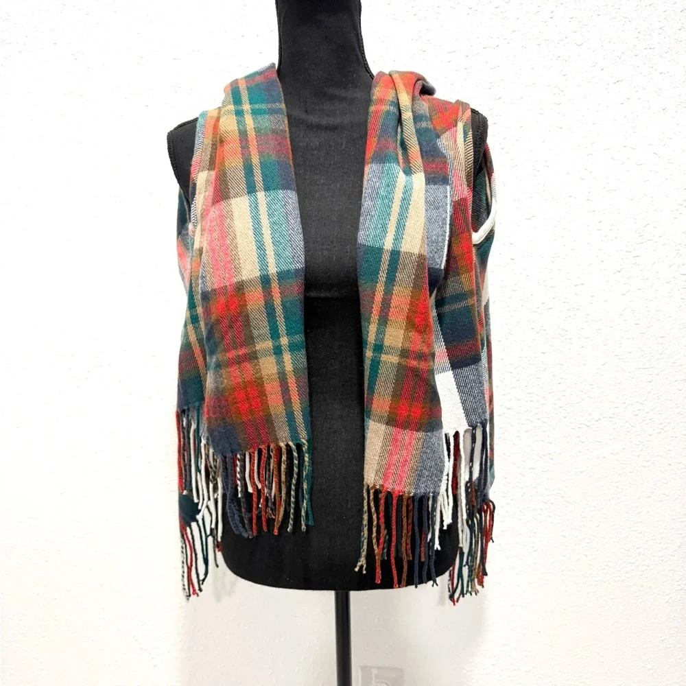 J. Crew Factory Multicolor Plaid‎ Scarf / cape OS